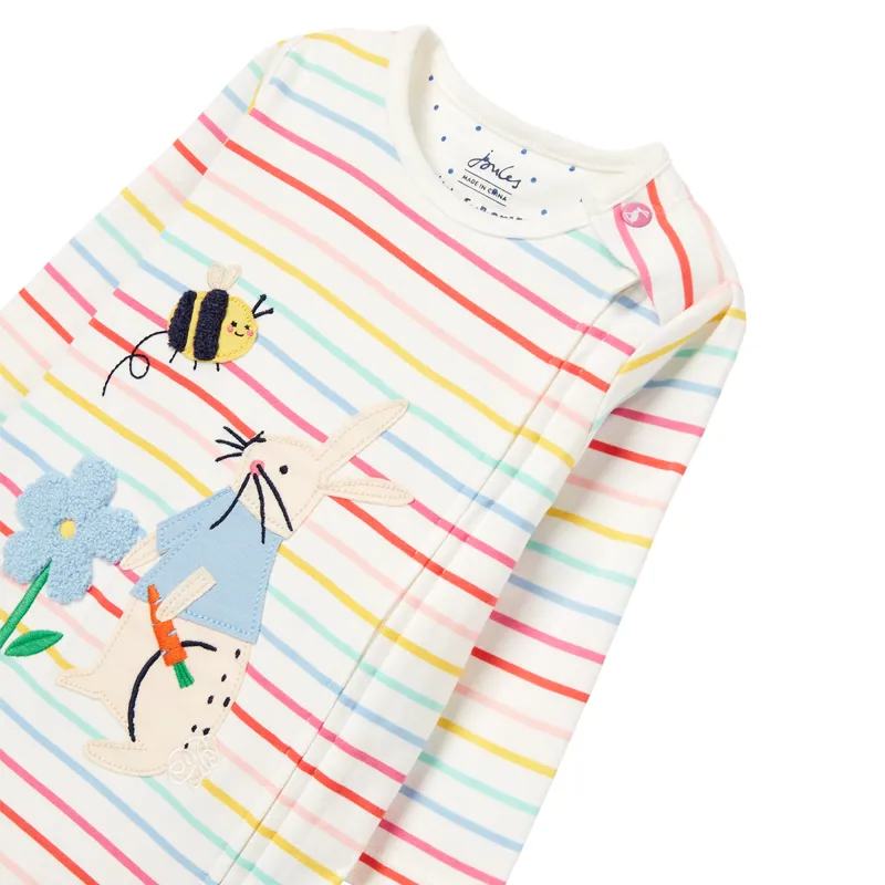 Joules Winfield Artwork Romper - White Stripe Bunny-2